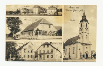 Postkarte mit Motiven aus ­Kloster Heidenfeld